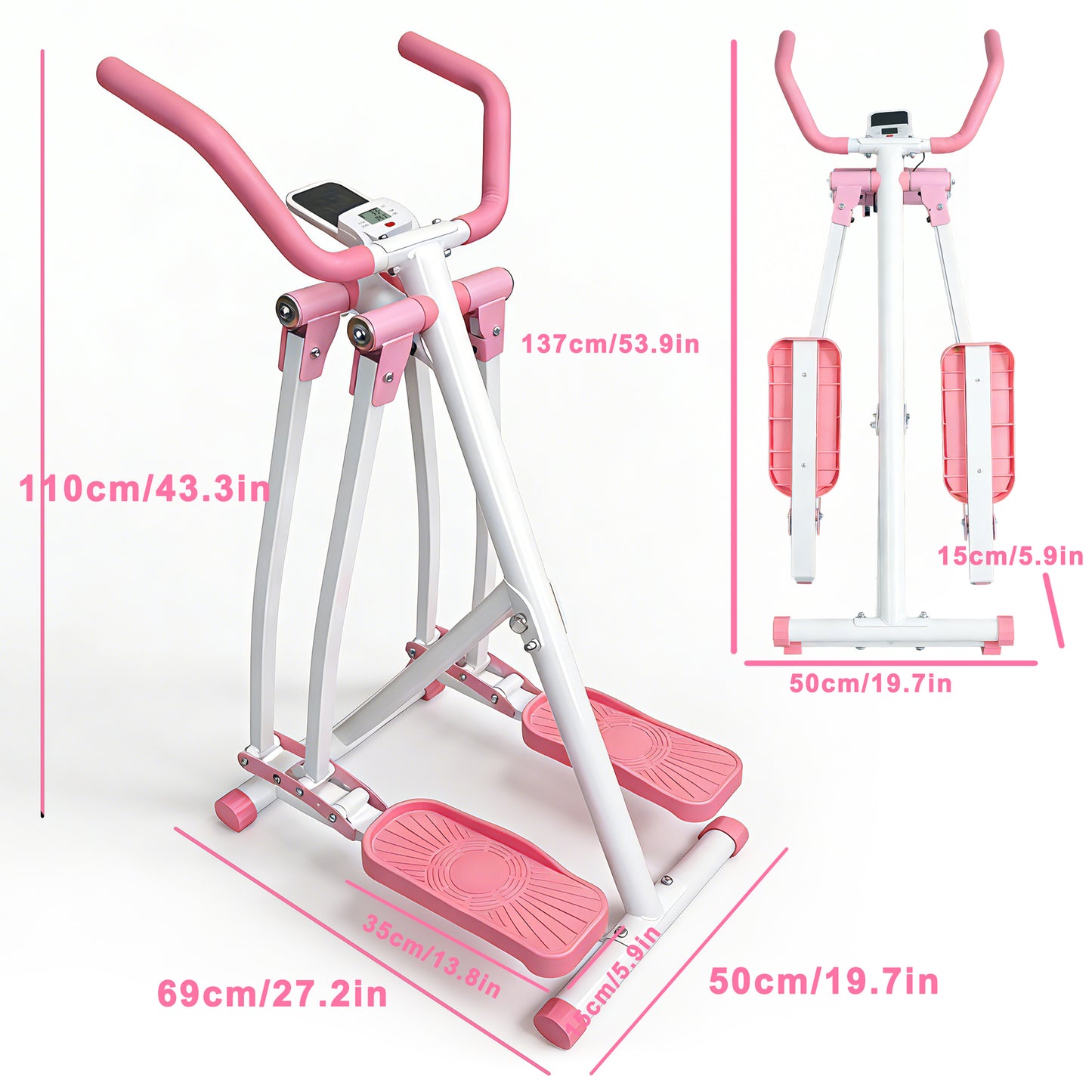 【Fahuac】 Air Walk Elliptical Machine - Foldable Cardio Cross Elliptical Trainer Glider for Full-Body Low-Impact Exercise with LCD Display Ideal for Home Gym
