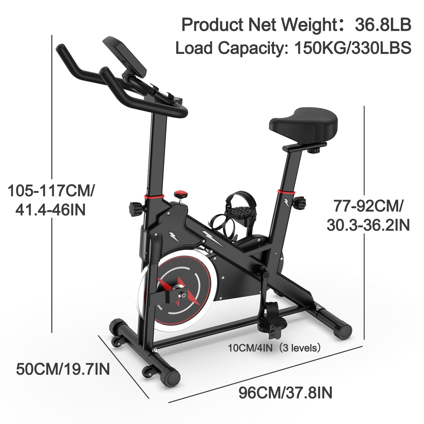 【Fahuac】Indoor Exercise Bike, Stationary Cycling Bike with Monitor, Adjustable Resistance, Comfortable Seat & Handlebars, Stable Base, Portable Design Home Fitness Workout Cycle for Daily Indoor Use