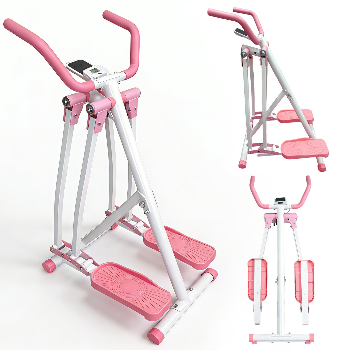 【Fahuac】 Air Walk Elliptical Machine - Foldable Cardio Cross Elliptical Trainer Glider for Full-Body Low-Impact Exercise with LCD Display Ideal for Home Gym