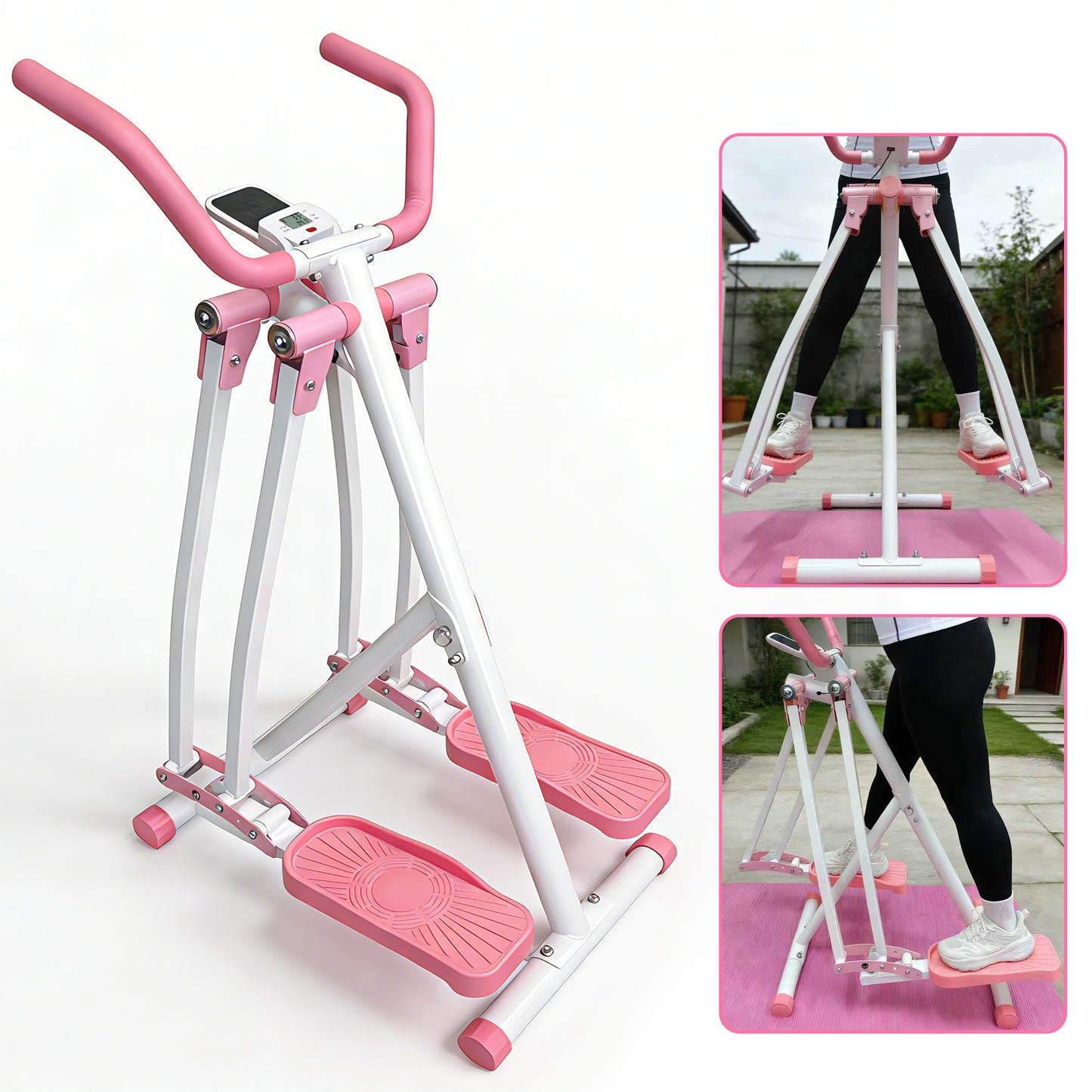 【Fahuac】 Air Walk Elliptical Machine - Foldable Cardio Cross Elliptical Trainer Glider for Full-Body Low-Impact Exercise with LCD Display Ideal for Home Gym