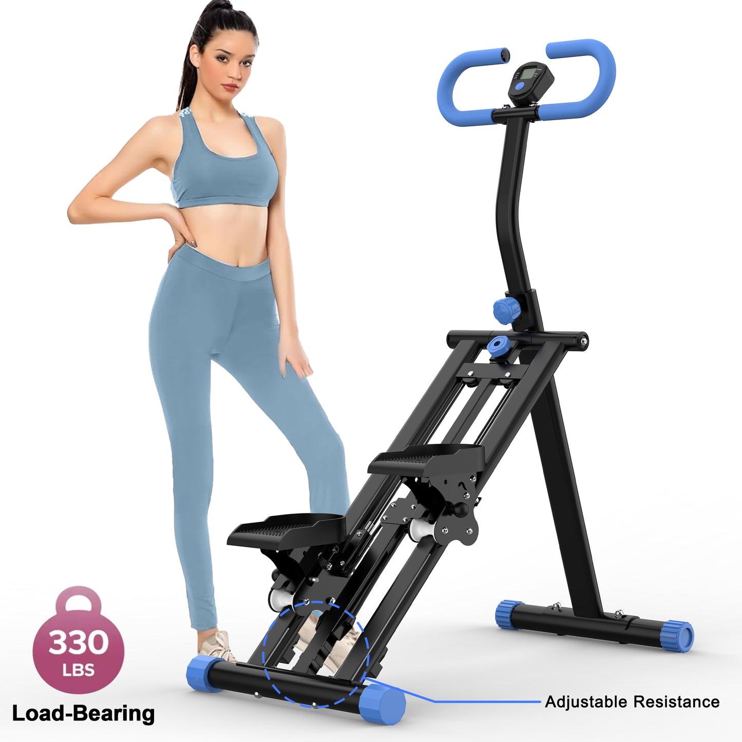 Fahuac Stair Stepper for Home Gym Exercise with Adjustable Resistance, New Version Vertical Climber Machine for Full Body Workout, Compact Folding Cardio Exercise Climber with Extended Step Range, Adjustable Handlebar Pedals