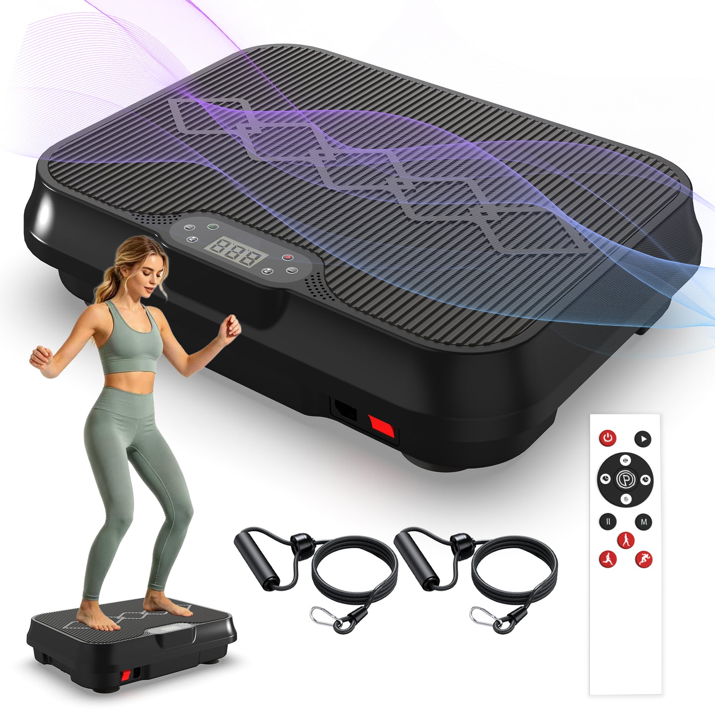 Fahuac Vibration Plate Exercise Machine, Whole Body Workout Platform with Remote Control, Resistance Bands, Vibration Platform for Home Gym