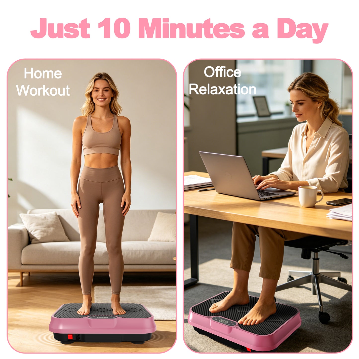 Fahuac Vibration Plate Exercise Machine, Whole Body Workout Platform with Remote Control, Resistance Bands, Vibration Platform for Home Gym