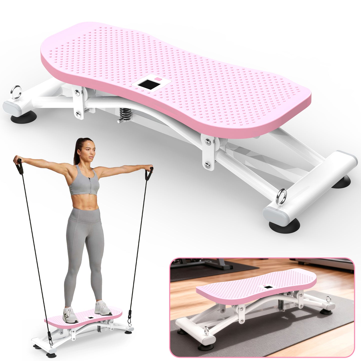 Sliding Ski Simulator with Resistance Bands - Indoor Skiing Fitness Equipment for Home Gym, With Resistance Bands & Non-Slip Base, Full-Body Cardio Training Machine for Core, Leg & Arm Workout