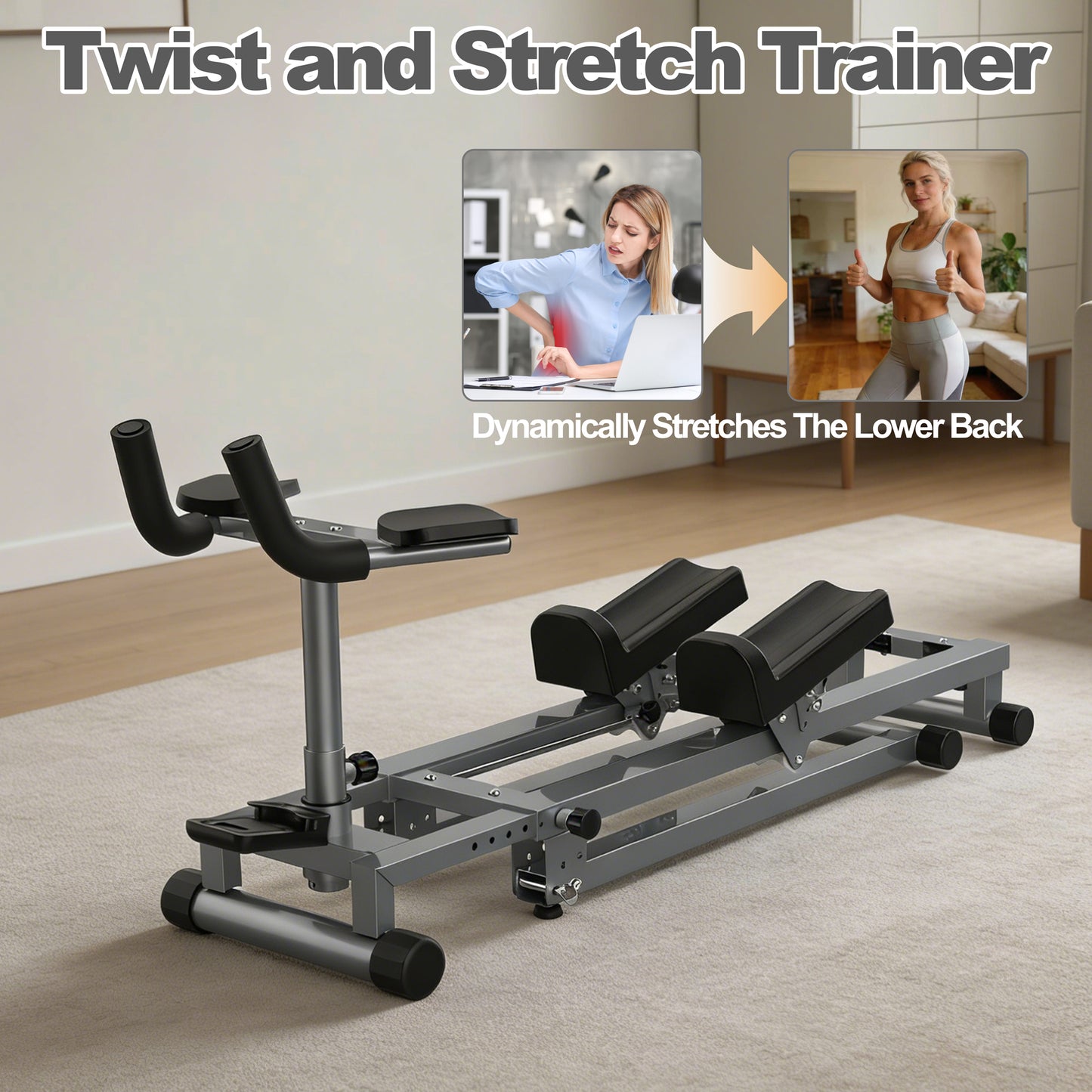Fahuac 3-in-1 Spine Twist Stretcher & Stair Stepper & Waist Trainer, Adjustable Back Stretcher Machine for Lower Back Exercise, Core Activation & Full-Body Workout