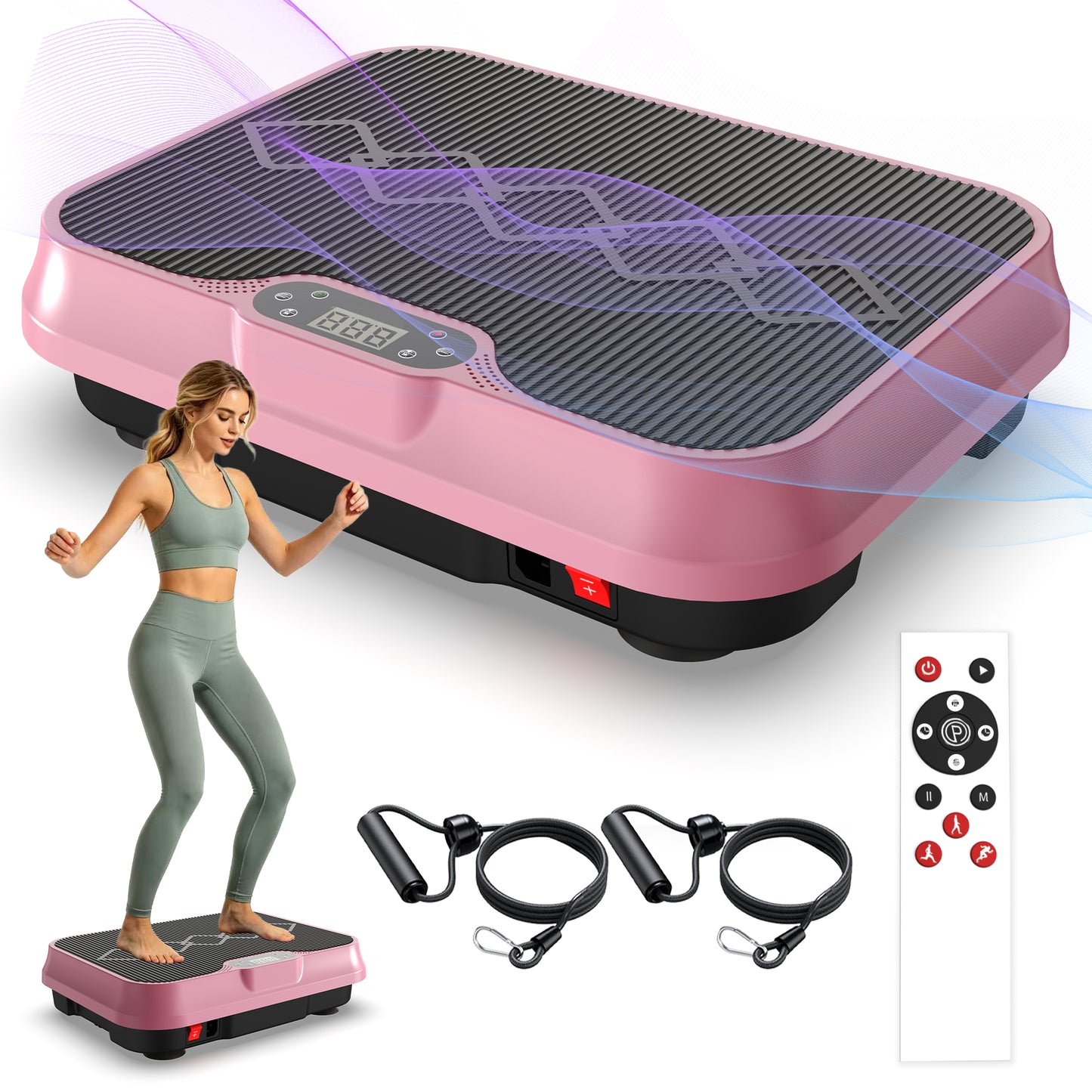 Fahuac Vibration Plate Exercise Machine, Whole Body Workout Platform with Remote Control, Resistance Bands, Vibration Platform for Home Gym