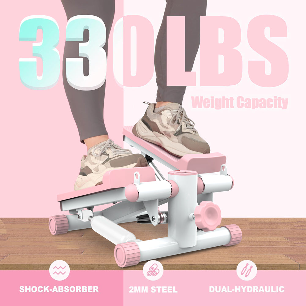 Fahuac Mini Steppers Machine for Exercise at Home Max 330 Lbs, Stair Stepper with Resistance Bands/Handle with Quiet Design, Portable Fitness Stepper Equipment Machine for Full Body Workout