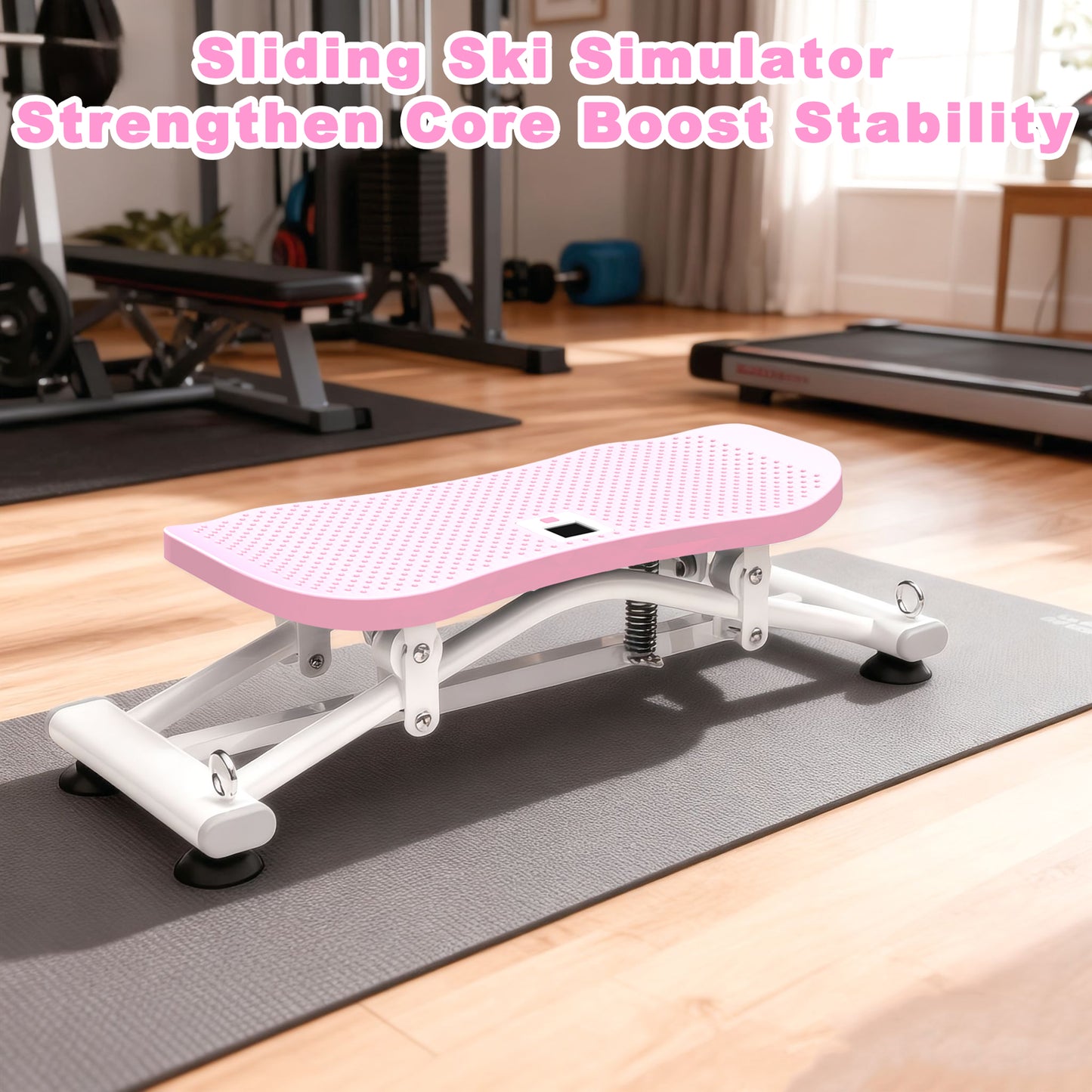 Sliding Ski Simulator with Resistance Bands - Indoor Skiing Fitness Equipment for Home Gym, With Resistance Bands & Non-Slip Base, Full-Body Cardio Training Machine for Core, Leg & Arm Workout