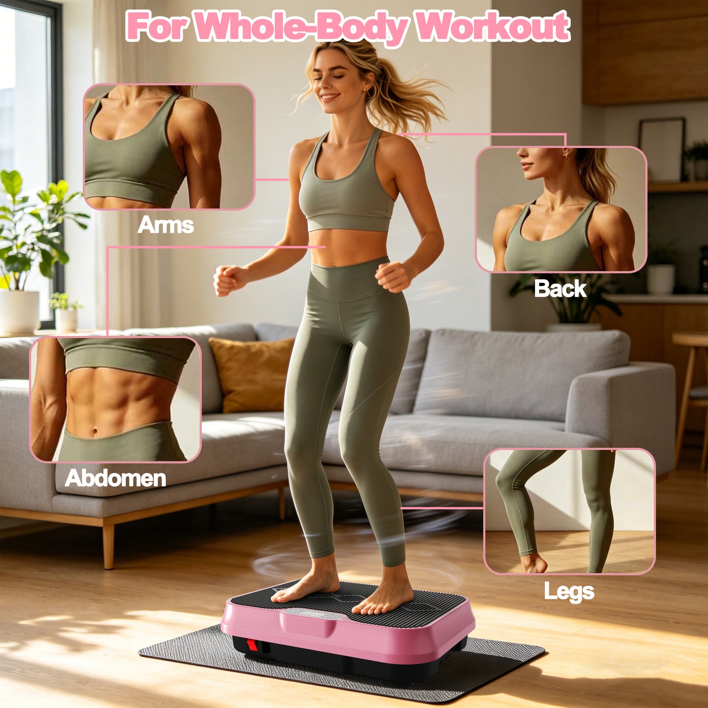 Fahuac Vibration Plate Exercise Machine, Whole Body Workout Platform with Remote Control, Resistance Bands, Vibration Platform for Home Gym