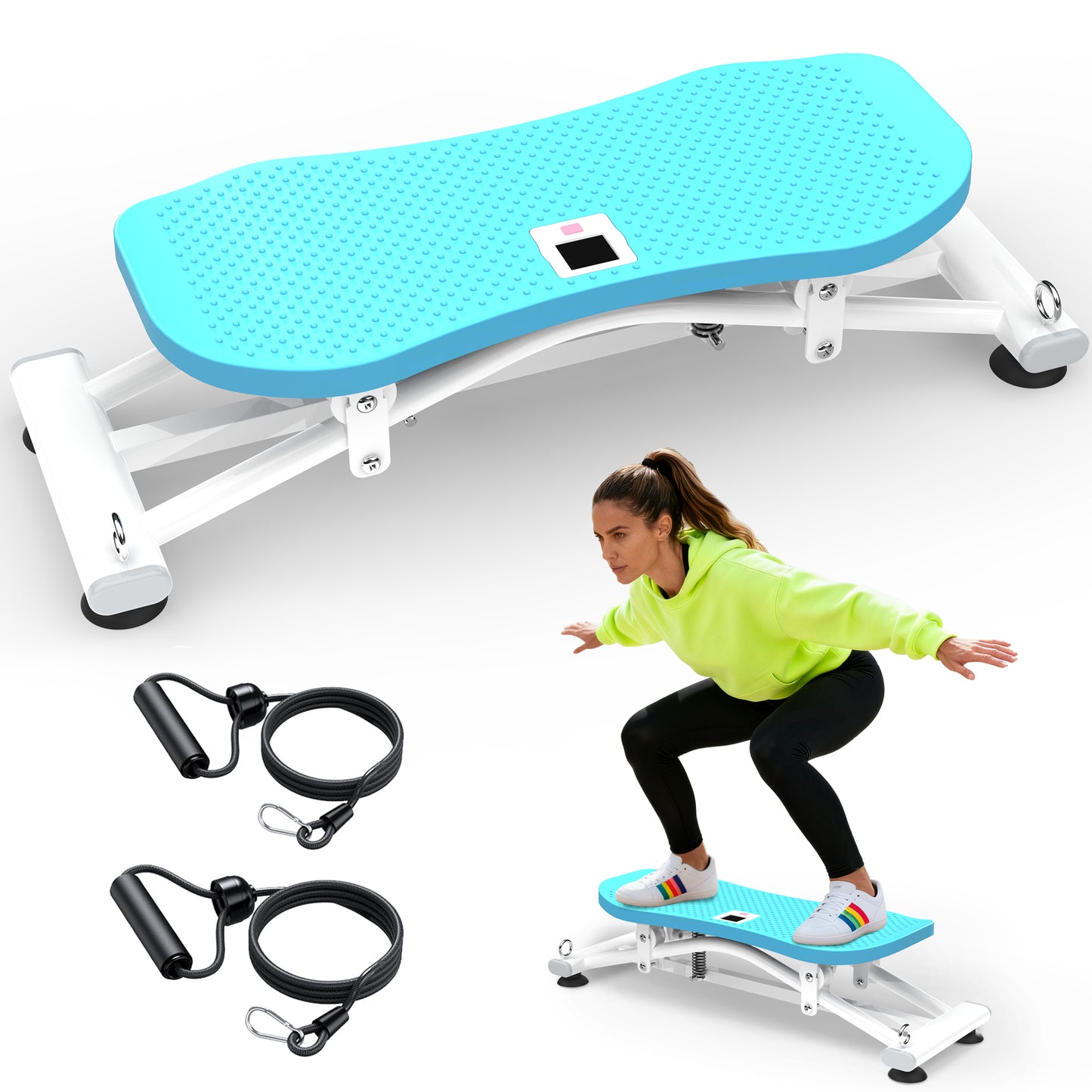 Sliding Ski Simulator with Resistance Bands - Indoor Skiing Fitness Equipment for Home Gym, With Resistance Bands & Non-Slip Base, Full-Body Cardio Training Machine for Core, Leg & Arm Workout