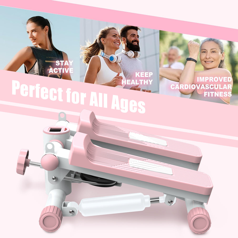Fahuac Mini Steppers Machine for Exercise at Home Max 330 Lbs, Stair Stepper with Resistance Bands/Handle with Quiet Design, Portable Fitness Stepper Equipment Machine for Full Body Workout