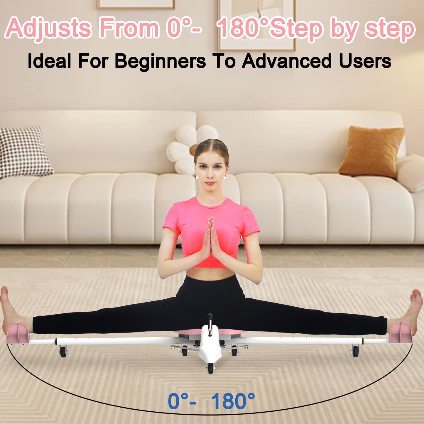 Fahuac Professional Leg Split Stretching Machine | Adjustable Split Machine for Yoga, Dance, Martial Arts Flexibility Training | Home Gym Equipment with Back Cushion Load Capacity 300lbs