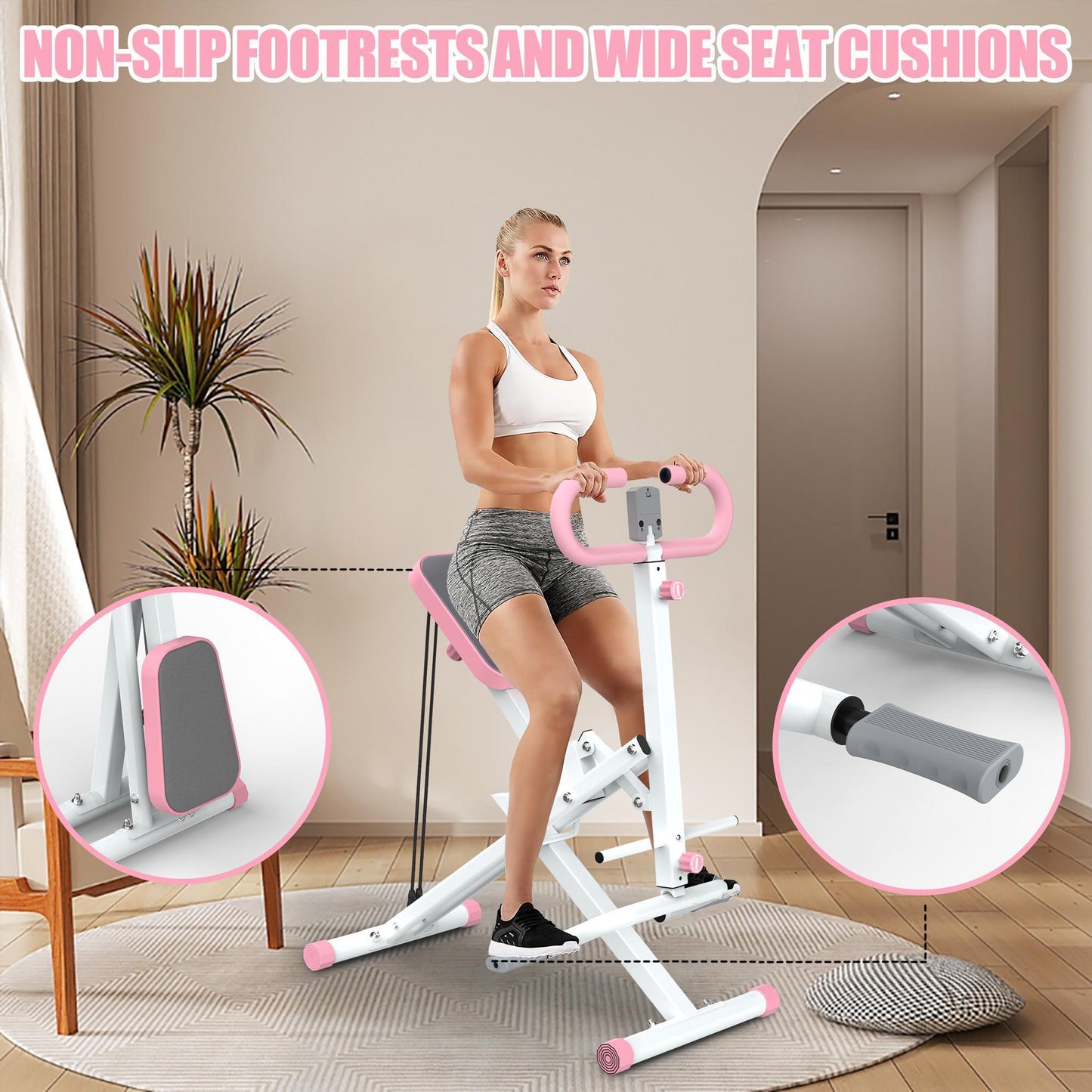 Fahuac Squat Machine,Exercise Machine for Home,Foldable Ride Rowing for Botty Glutes Butt Thighs,Ab Back Leg Press Home Workout