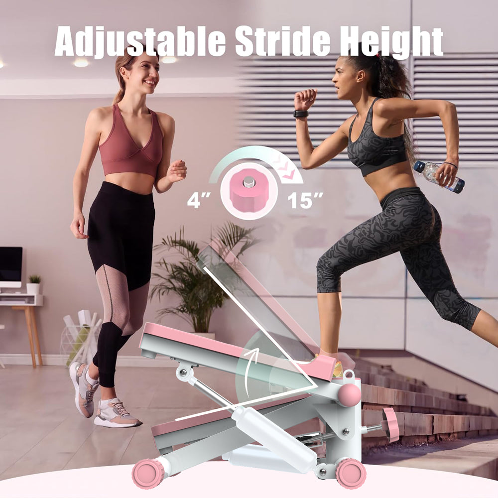 Fahuac Mini Steppers Machine for Exercise at Home Max 330 Lbs, Stair Stepper with Resistance Bands/Handle with Quiet Design, Portable Fitness Stepper Equipment Machine for Full Body Workout
