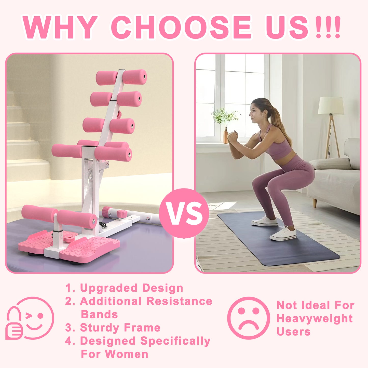 Deep Squat Machine for Home-Glutes Trainer Machine with Resistance Bands Squat Assist Trainer for Core & Legs Workout Ideal for Home Gym, Apartment & Office