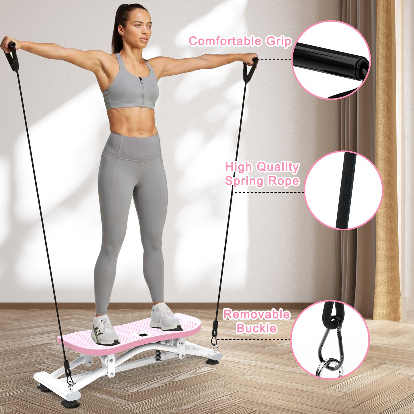 Sliding Ski Simulator with Resistance Bands - Indoor Skiing Fitness Equipment for Home Gym, With Resistance Bands & Non-Slip Base, Full-Body Cardio Training Machine for Core, Leg & Arm Workout