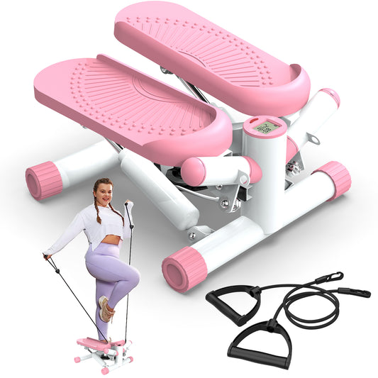 Twist Steppers for Exercise - Mini Stair Stepper Machine with Resistance Bands 330lbs Twist Stepper Portable Exercise Equipment for Full Body Workout