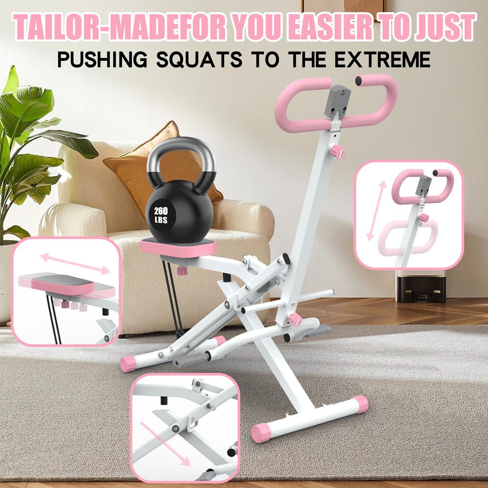 Fahuac Squat Machine,Exercise Machine for Home,Foldable Ride Rowing for Botty Glutes Butt Thighs,Ab Back Leg Press Home Workout