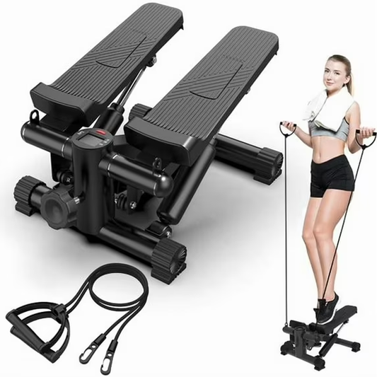 Fahuac Mini Steppers Machine for Exercise at Home Max 330 Lbs, Stair Stepper with Resistance Bands/Handle with Quiet Design, Portable Fitness Stepper Equipment Machine for Full Body Workout