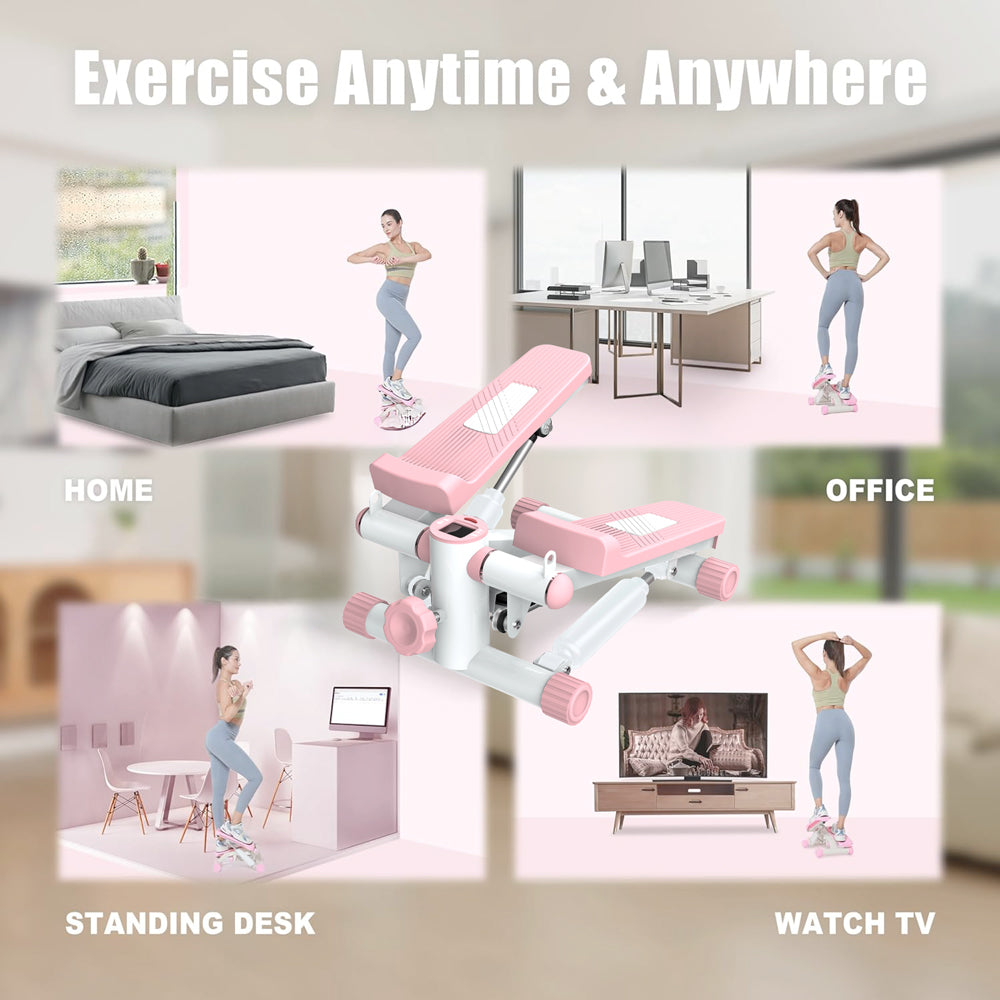 Fahuac Mini Steppers Machine for Exercise at Home Max 330 Lbs, Stair Stepper with Resistance Bands/Handle with Quiet Design, Portable Fitness Stepper Equipment Machine for Full Body Workout