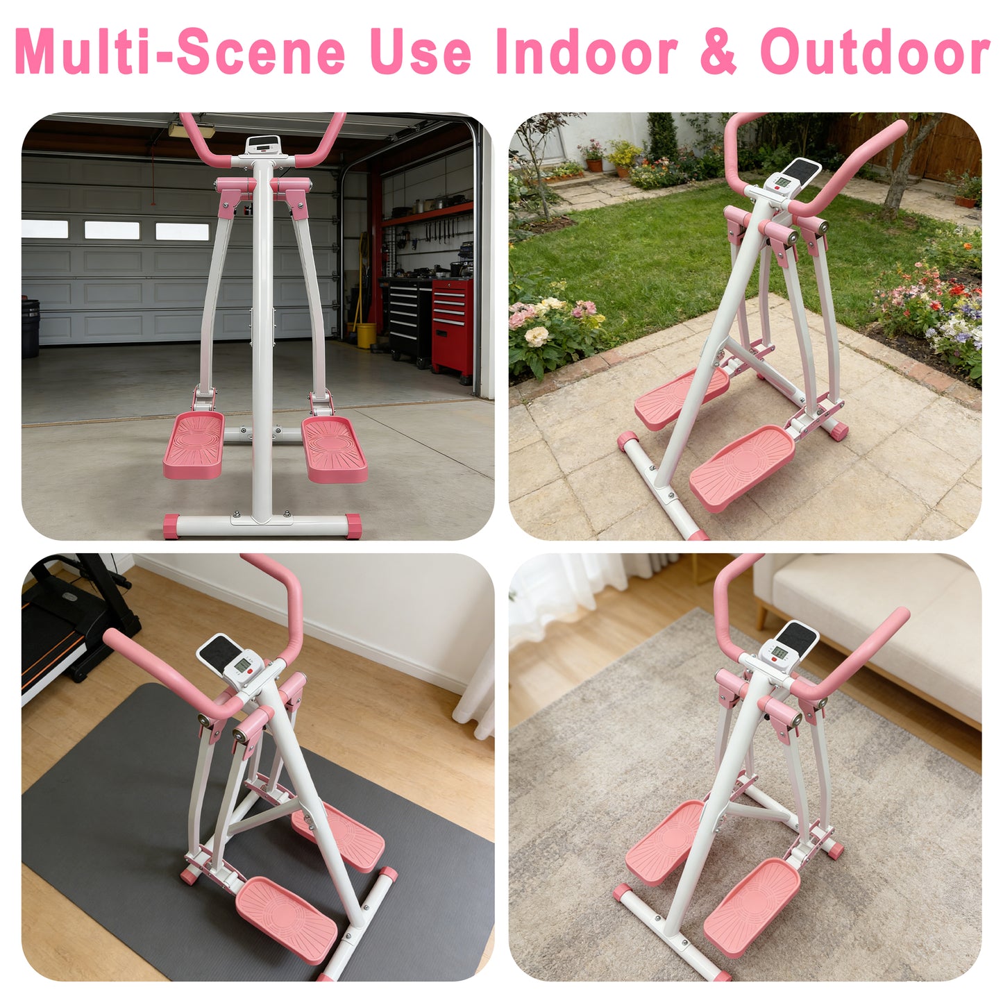 【Fahuac】 Air Walk Elliptical Machine - Foldable Cardio Cross Elliptical Trainer Glider for Full-Body Low-Impact Exercise with LCD Display Ideal for Home Gym