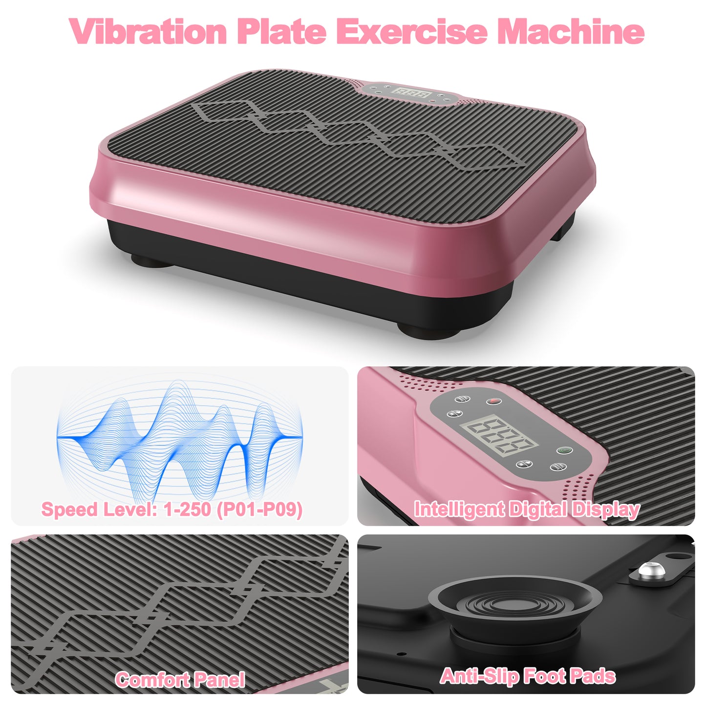 Fahuac Vibration Plate Exercise Machine, Whole Body Workout Platform with Remote Control, Resistance Bands, Vibration Platform for Home Gym