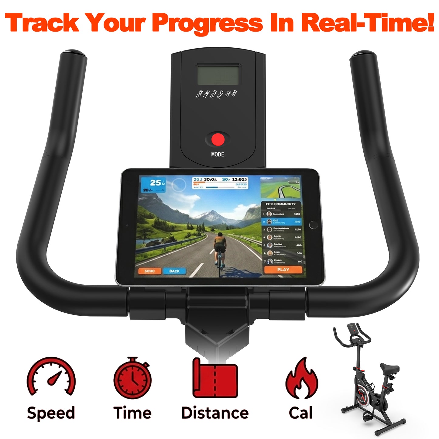 【Fahuac】Indoor Exercise Bike, Stationary Cycling Bike with Monitor, Adjustable Resistance, Comfortable Seat & Handlebars, Stable Base, Portable Design Home Fitness Workout Cycle for Daily Indoor Use