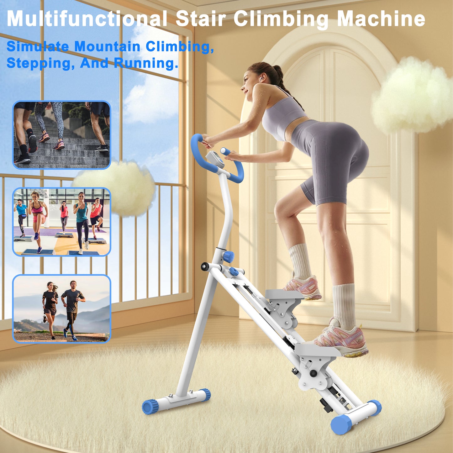Fahuac Stair Stepper for Home Gym Exercise with Adjustable Resistance, New Version Vertical Climber Machine for Full Body Workout, Compact Folding Cardio Exercise Climber with Extended Step Range, Adjustable Handlebar Pedals