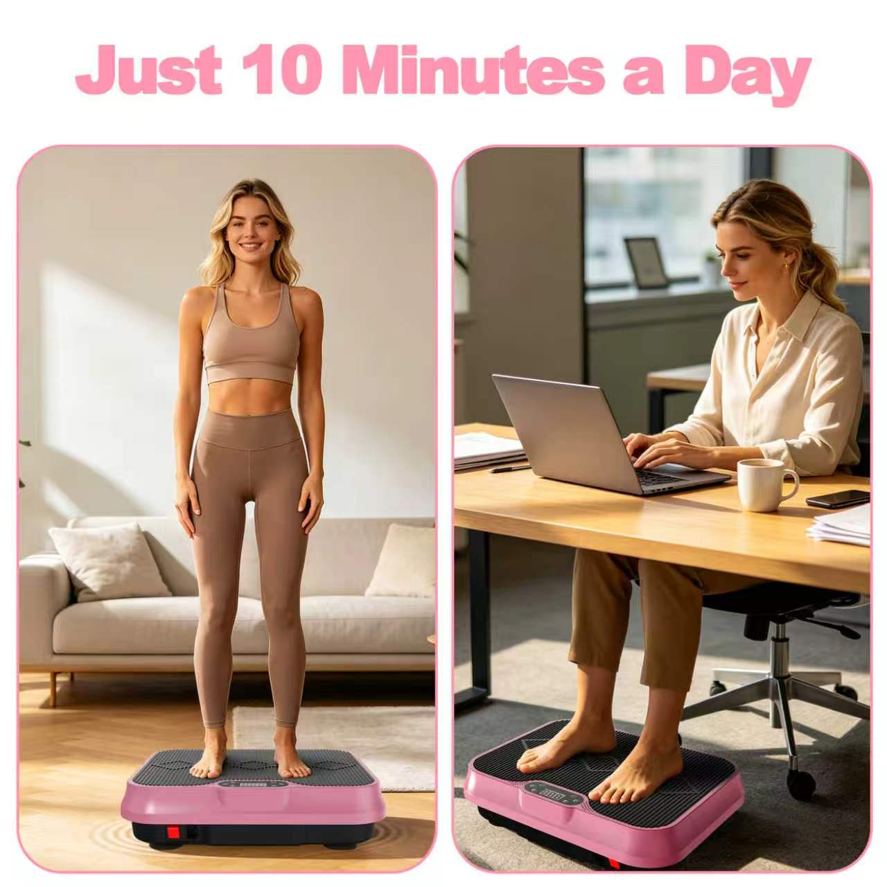 Fahuac Vibration Plate Exercise Machine, Whole Body Workout Platform with Remote Control, Resistance Bands, Vibration Platform for Home Gym