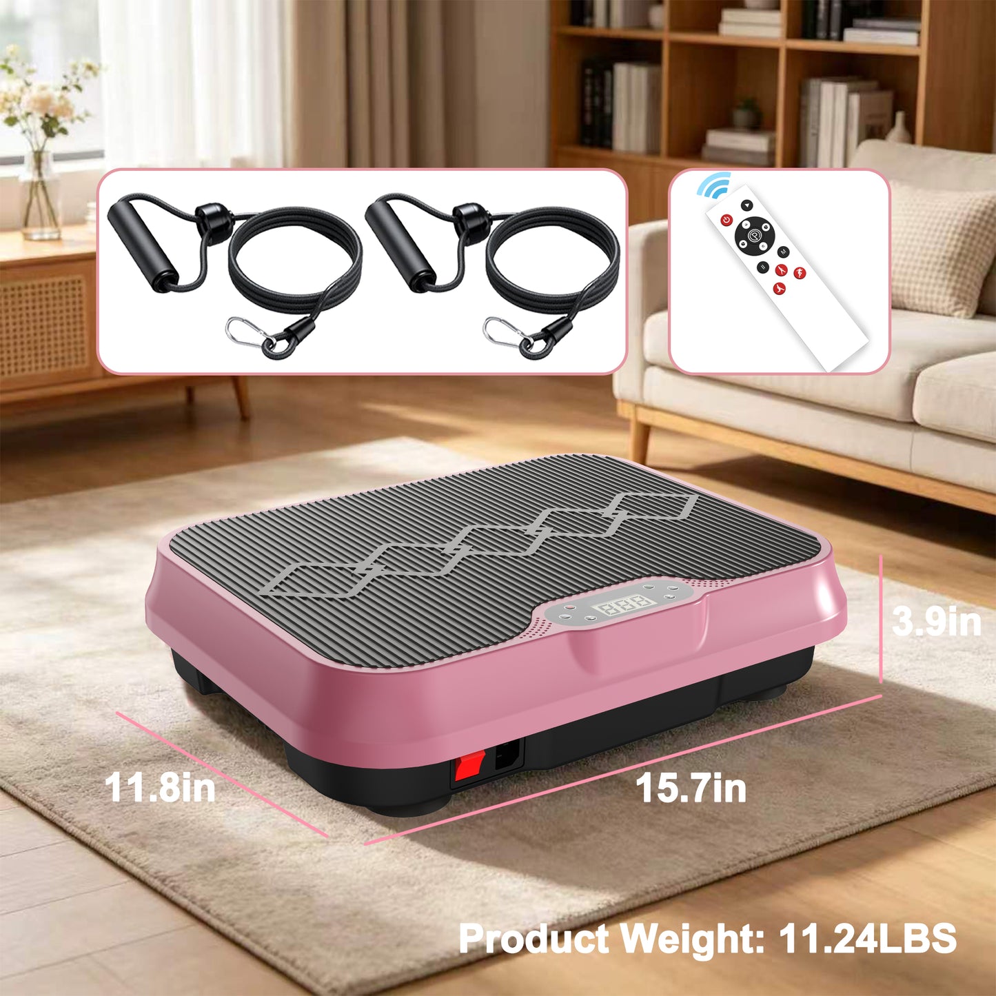 Fahuac Vibration Plate Exercise Machine, Whole Body Workout Platform with Remote Control, Resistance Bands, Vibration Platform for Home Gym
